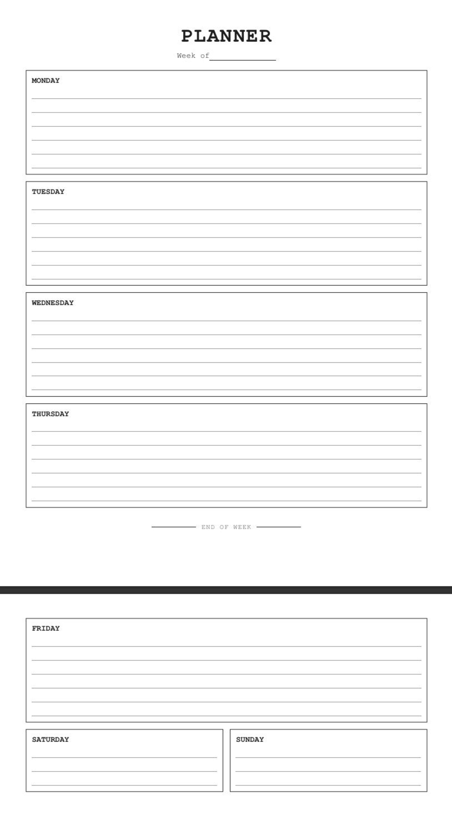Basic Weekly Planner (digital Download) - Etsy