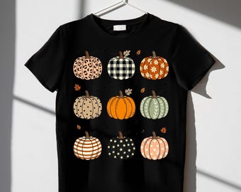 Retro Pumpkin PNG Bundle Fall Sublimation Design Cute Leopard Plaid Checkerboard Floral Graphic Thanksgiving Shirt Digital Download File