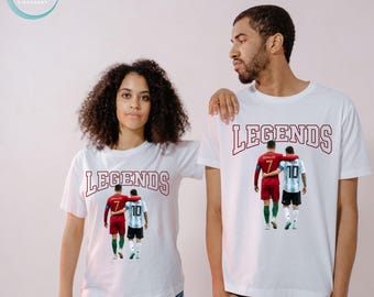 Messi Ronaldo Legends PNG, voetbal T-shirt ontwerp (digitale download)
