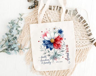 Watercolor Patriotic Flower Sublimation Design - 4th of July Faith Freedom Family PNG - US Semiquincentennial 1776-2026