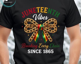 Juneteenth PNG Bundle, Gold Chain Bow, Pan-African Design, Breaking Chains Since 1865 (Digital Download)