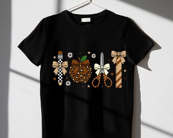 Coquette Teacher PNG Leopard Apple School Supplies Sublimation Design Cute Pencil Scissors Ruler Boho Retro Back to School Digital File