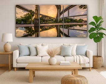 Bhumibol Bridge Wall Art - Reflection and Park Under Highway