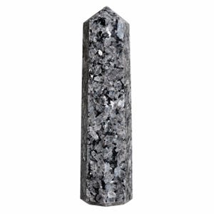 Torre de Cristal Larvikita de Qualidade AAA | Ponta Natural com 8 Facetas | Presente Mineral para Colecionadores