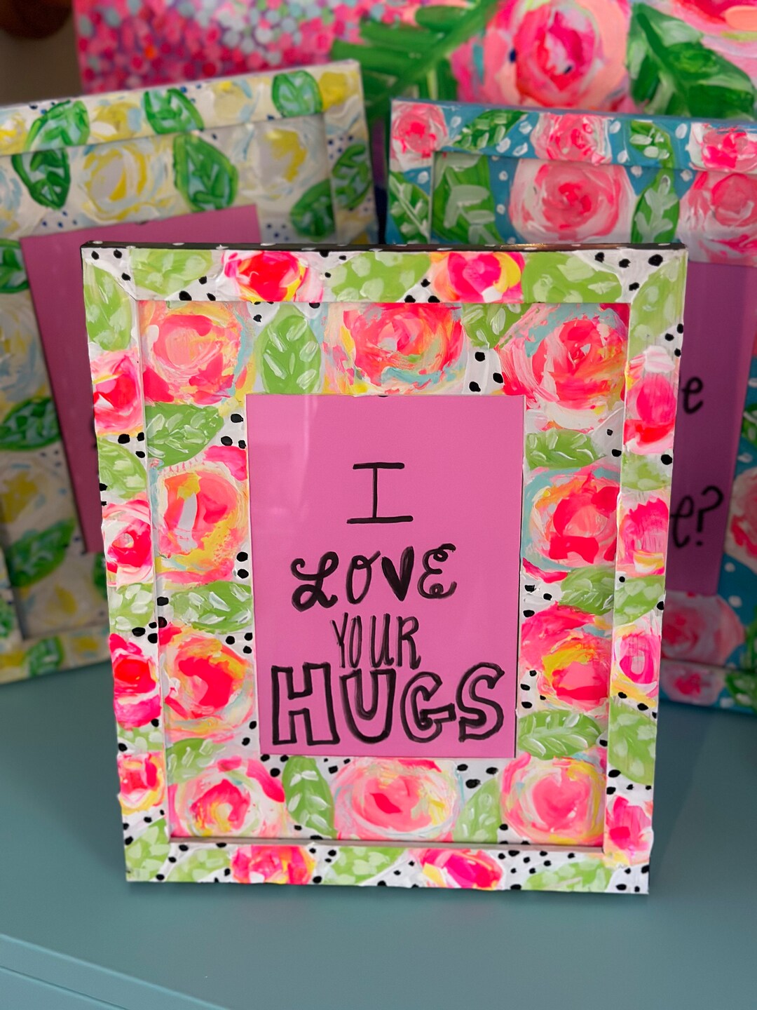 Picture Framei Love Your Hugs Cheerful Hand-painted Floral Frame With ...