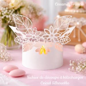 SVG Bröllopsljusstake (inget lim krävs), Doppapperlykta, Blommig mittpunktsdekoration, Silhuettmall, Cricut, DIY Bröllopsljusstake