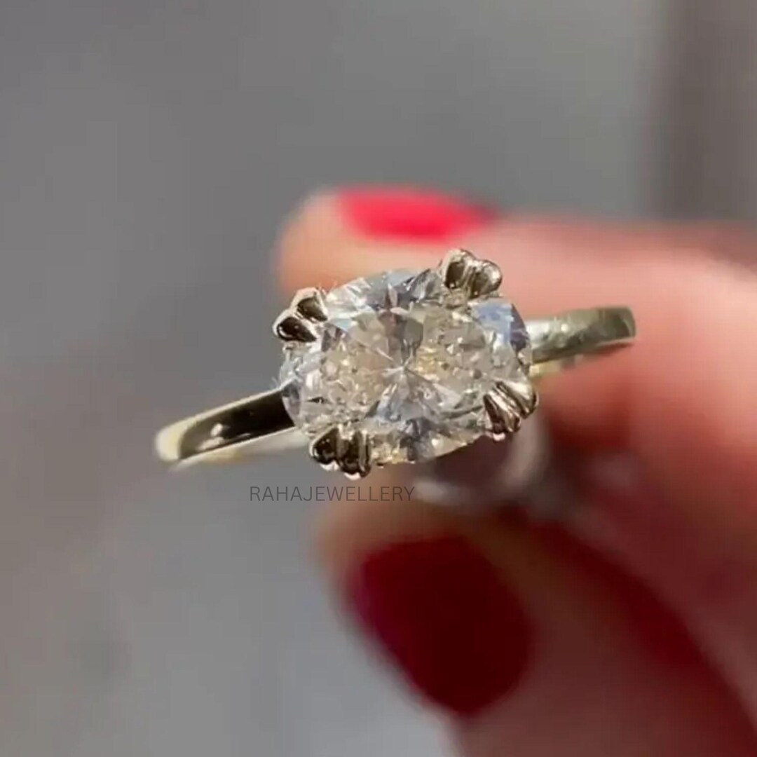 3CT Oval Cut Moissanite Solitaire Engagement Ring, 10K Solid Gold ...