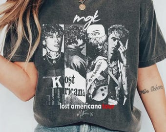Camiseta gráfica de la gira Lost Americana de MGK – Camiseta de concierto con lavado vintage, regalo unisex para fans, camiseta Comfort Colors Pepper