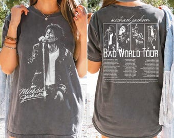 Vintage Michael Jackson Bad World Tour 1987 T-Shirt, King of Pop Konzert Outfit, Retro Bootleg Musik T-Shirt, King Of Pop Unisex Fan Geschenk