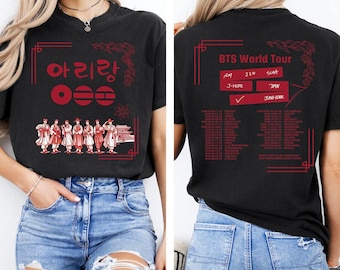 BTS Hanbok Shirt Arirang Konzept, BTS World Tour 2026-2027 doppelseitiges T-Shirt, ARMY Fan Geschenk, Retro K-Pop Fan Bekleidung