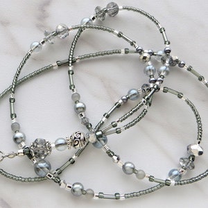 SILVER SPARKLE- Beaded ID Lanyard Badge Holder- Teacher Lanyard, Office Lanyard (Magnetic Safety Clasp, Necklace Clasp or No Clasp)