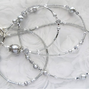 STUNNING SILVER PEARL- Beaded Lanyard, Id Badge Holder- Necklace Lanyard, Teacher Lanyard (Magnetic or Necklace Clasp or Comfort Created)
