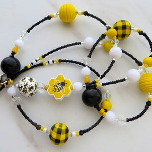 BEE INCREDIBLE- Beaded Id, Lanyard ID Badge Holder- Teacher Necklace Lanyard, Bee Theme, Office Lanyard (Magnetic Clasp or Necklace Clasp)