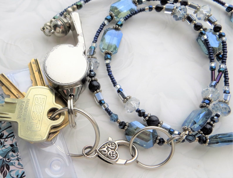 Czech Pressed Glass /& Crystals Pearls Turquoise Comfort Created CHEERFUL YELLOW OWL- Beaded Lanyard Id Badge Holder- Porcelain Owl
