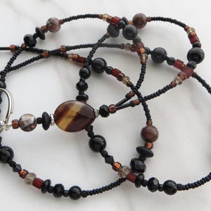 EARTH AGATE- Beaded Lanyard, ID Badge Holder, Office Lanyard, Teacher Lanyard, Necklace Lanyard (Magnetic Clasp, Necklace Clasp or No Clasp)