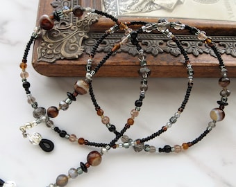 CAPPUCCINO- cordón para anteojos, cadena de anteojos de piedras preciosas con cuentas, regalo de esposa, joyería de gafas de sol, cadena de anteojos de lectura para mujer