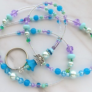 PEACEFUL ANGEL- Beaded Id Lanyard, ID Badge Holder- Teacher/Professional/Nurse Lanyard, Angel Jewelry (Necklace or Magnetic Clasp)