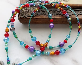 CHEERFUL SUMMER- Colorful Eyeglass Lanyard, Eyeglass Chain, Sunglasses Jewelry, Great Gift Idea, Multicolored Eyeglass Chain