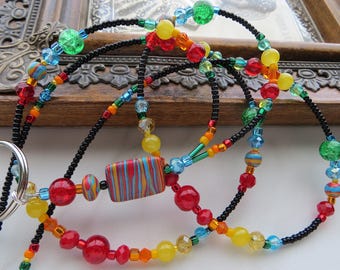 RADIANCE- Beaded Id Lanyard, Id Badge Holder- Colorful Teacher, Office Necklace Lanyard (Magnetic Clasp, Necklace Clasp, No Clasp)