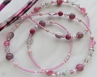 ROSE PINK- Pink Eyeglass Lanyard, Shades of Pink Eyeglass Chain, Sunglasses Jewelry