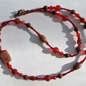 AGATE ELEGANCE- Handmade Women&#39;s Beaded Necklace- Gift for Her, Gemstone Necklace, Agate Gemstones, Picture Jasper, and Red Jasper Gemstones