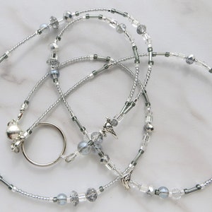 SILVER BIRDS- Beaded ID Lanyard Badge Holder- Teacher Lanyard, Office Necklace Lanyard, Gift for Her (Magnetic Clasp or Necklace Clasp)