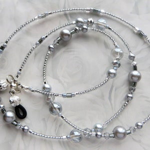 Sparkling Silver- Eyeglass Lanyard, Silver Beaded Eyeglass Chain, Wife Gift, Best Friend Gift, Sunglasses Jewelry- Pearls and Crystals