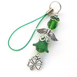 MARCH ANGEL-  Zipper Pull, Purse Charm, Cell Phone Charm, Knitting Charm, Stitch Markers- Czech Crystals, Lucite beads, and Tibetan Silver