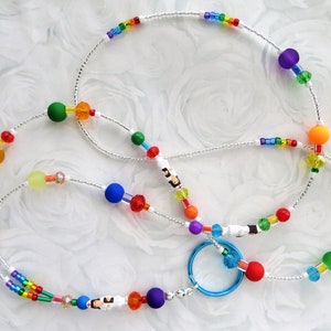 CHEERFUL NURSE- Beaded Lanyard ID Badge Holder- Teacher Lanyard, Nurse Lanyard, Ceramic Beads, Multicolored Lanyard (Comfort Created)