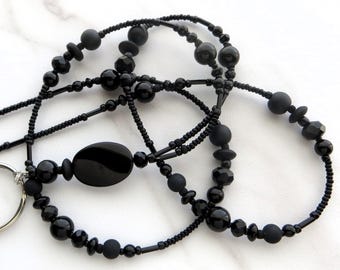 EBOBY ELEGANCE - Cordón con cuentas, portatarjetas de identificación, cordón para oficina, cordón para profesor, cordón tipo collar (magnético/con cierre de collar/sin cierre)