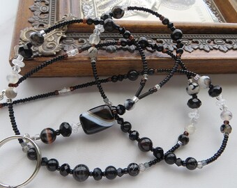 CLASSIC ELEGANCE- Beaded ID Lanyard, Id Badge Holder- Office and Teacher Lanyard (Breakaway Safety Magnetic Clasp/Necklace Clasp/No Clasp)