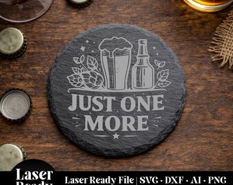 Beer Coaster SVG | Laser Ready Beer Coaster Design | Drink Coaster SVG for Laser Engraving | Bar & Man Cave File