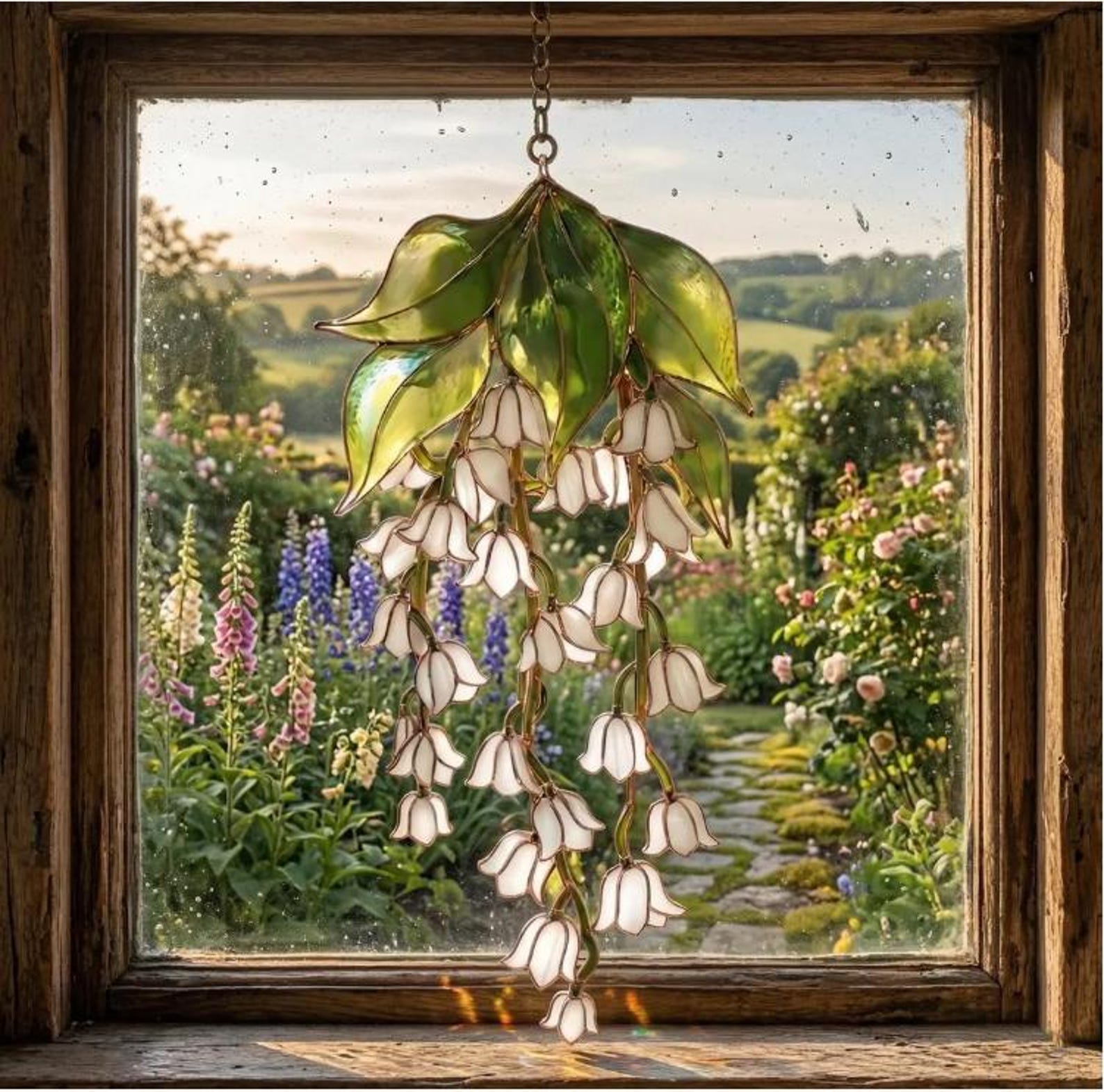 Lily of the Valley Suncatcher, Floral Acrylic Window Hanging, Spring Botanical Decor