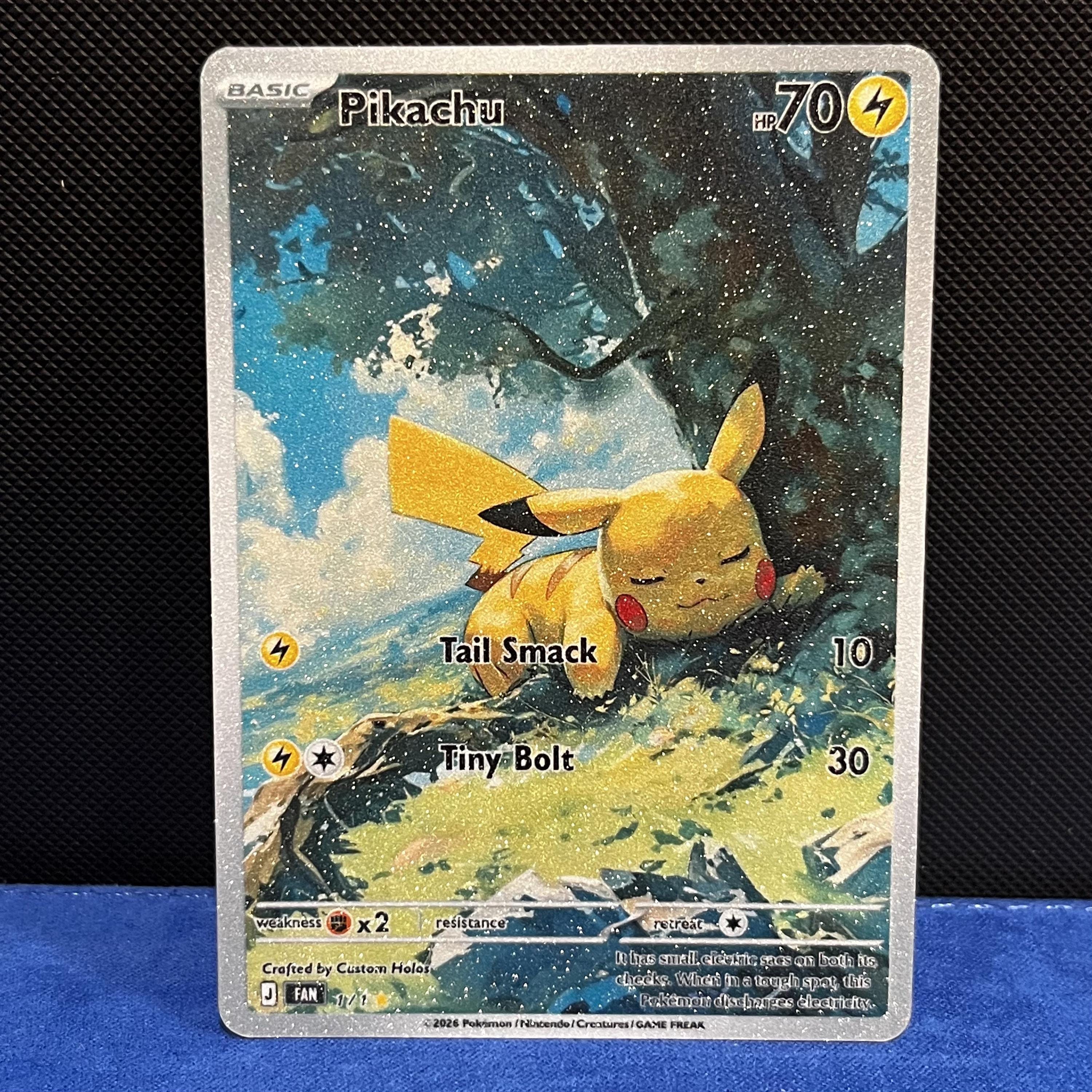 sleeping pikachu pokemon card Pikachu Sleeping (Shimmer Texture) Fan Art Card