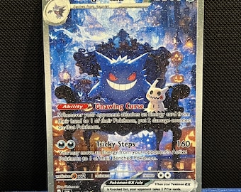 Tarjeta de fan art de Gengar ex Throne (textura brillante) inspirada en Pokémon TCG