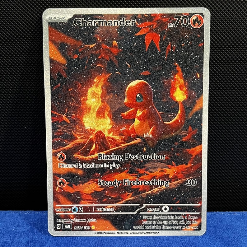 Charmander Campfire (shimmer Texture) Stained Glass Fan Art Card ...