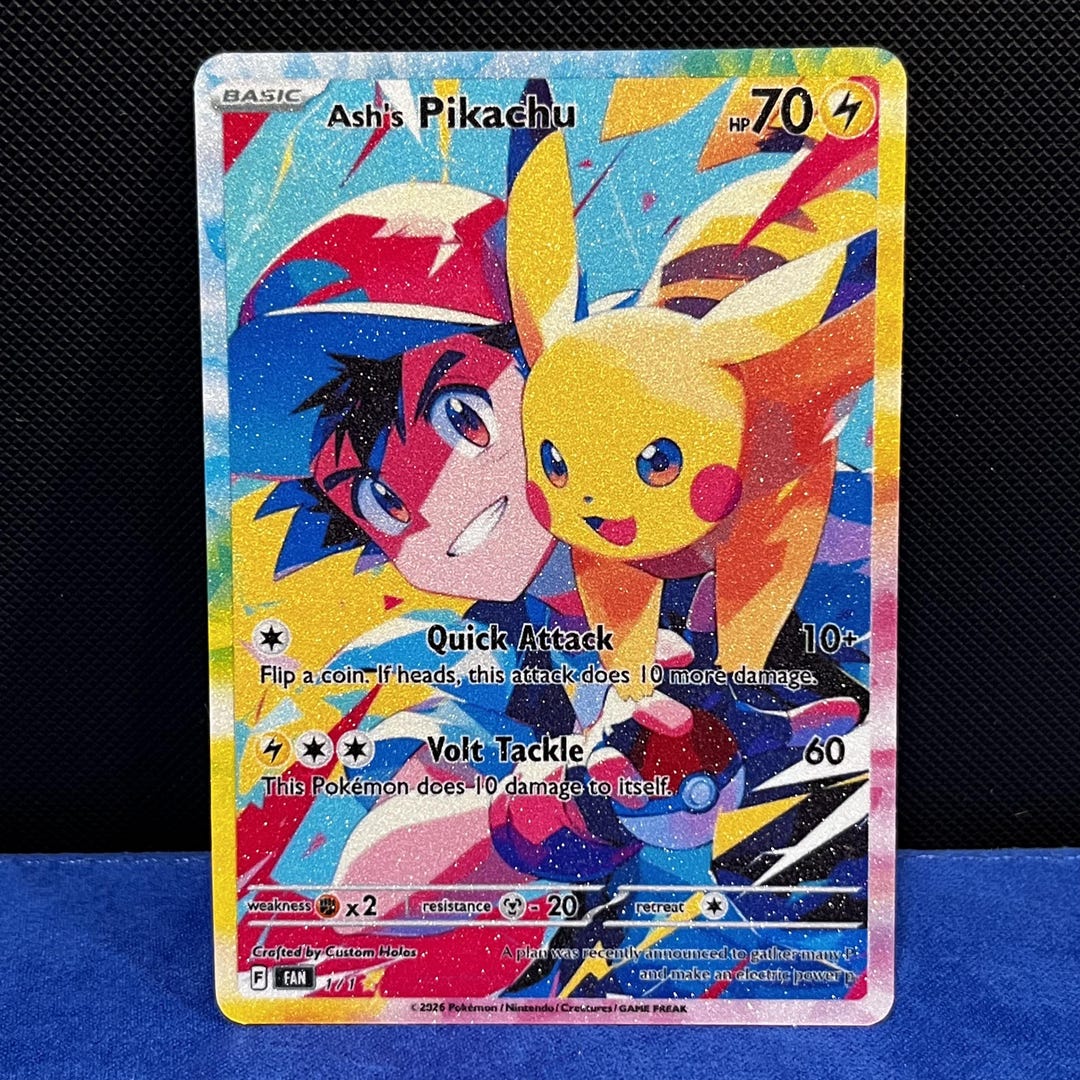 Ash's Pikachu (shimmer Texture) Fan Art Card - Pokémon TCG Inspired - Etsy