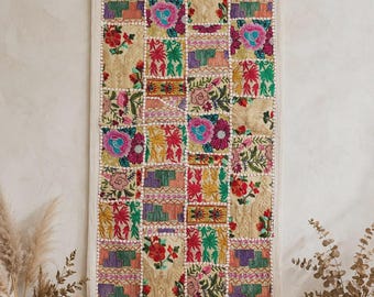 Indian Patchwork Wall Hanging, Boho Embroidered Tapestry, Bohemian Home Decor (80x40cm) tapestry