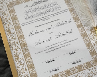 Calligraphy Islamic Wedding Certificate 11x14 | Personalized Nikkah Contract