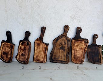 Vintage BBQ Carving Board with Juice Groove Burnt Edge Rustic Steak Cutting Board Charred Wood Serving Tray Choose Your Exact Piece