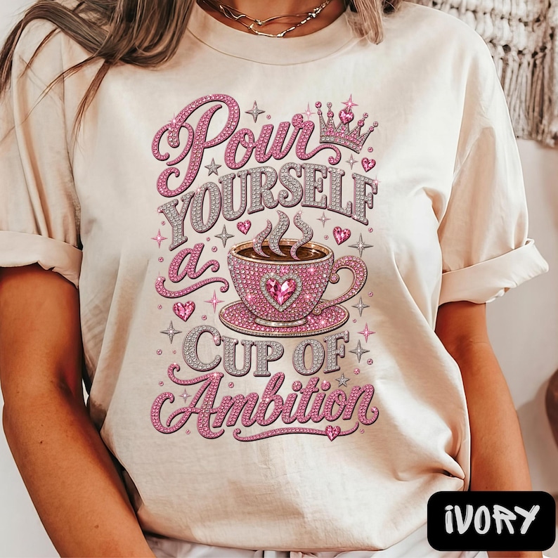 Cup Of Ambition Shirt, Country Music Lyric Tee, Pink Glitter Coffee Lover Tshirt, Cowgirl Gift