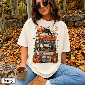 Bookish Halloween Shirt, Cozy Witchy Reader Tee, Dark Academia Pumpkin Spice Gift, Autumn Book Lover