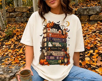 Bookish Halloween Shirt, Cozy Witchy Reader Tee, Spooky Season Book Lover Sweatshirt, Vintage Autumn Graphic, Fall Librarian Gift