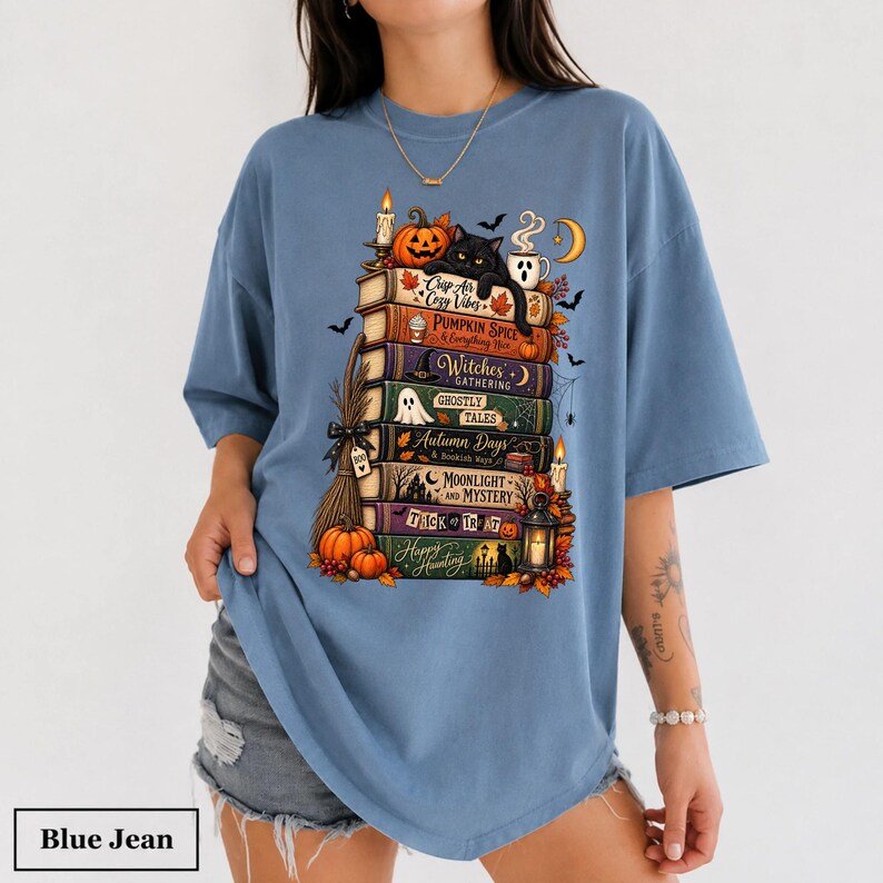 Bookish Halloween Shirt, Cozy Witchy Reader Tee, Dark Academia Pumpkin Spice Gift, Autumn Book Lover
