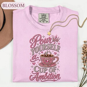 Cup Of Ambition Shirt, Country Music Lyric Tee, Pink Glitter Coffee Lover Tshirt, Cowgirl Gift
