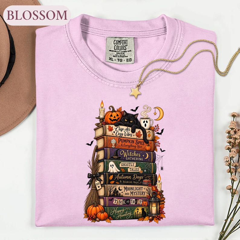 Bookish Halloween Shirt, Cozy Witchy Reader Tee, Dark Academia Pumpkin Spice Gift, Autumn Book Lover
