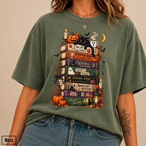 Bookish Halloween Shirt, Cozy Witchy Reader Tee, Dark Academia Pumpkin Spice Gift, Autumn Book Lover