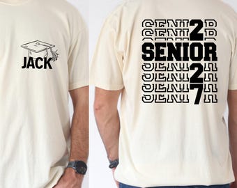 Comfort Colors Custom Senior 2027 Shirt, Personalized Class Of 2027 Tee, Unisex Comfort Colors Shirt