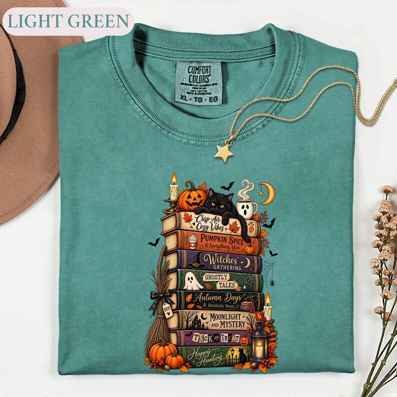Bookish Halloween Shirt, Cozy Witchy Reader Tee, Dark Academia Pumpkin Spice Gift, Autumn Book Lover