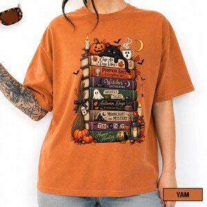 Bookish Halloween Shirt, Cozy Witchy Reader Tee, Dark Academia Pumpkin Spice Gift, Autumn Book Lover